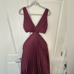 Purple Abercrombie & Fitch Giselle Pleated Cutout Maxi Dress